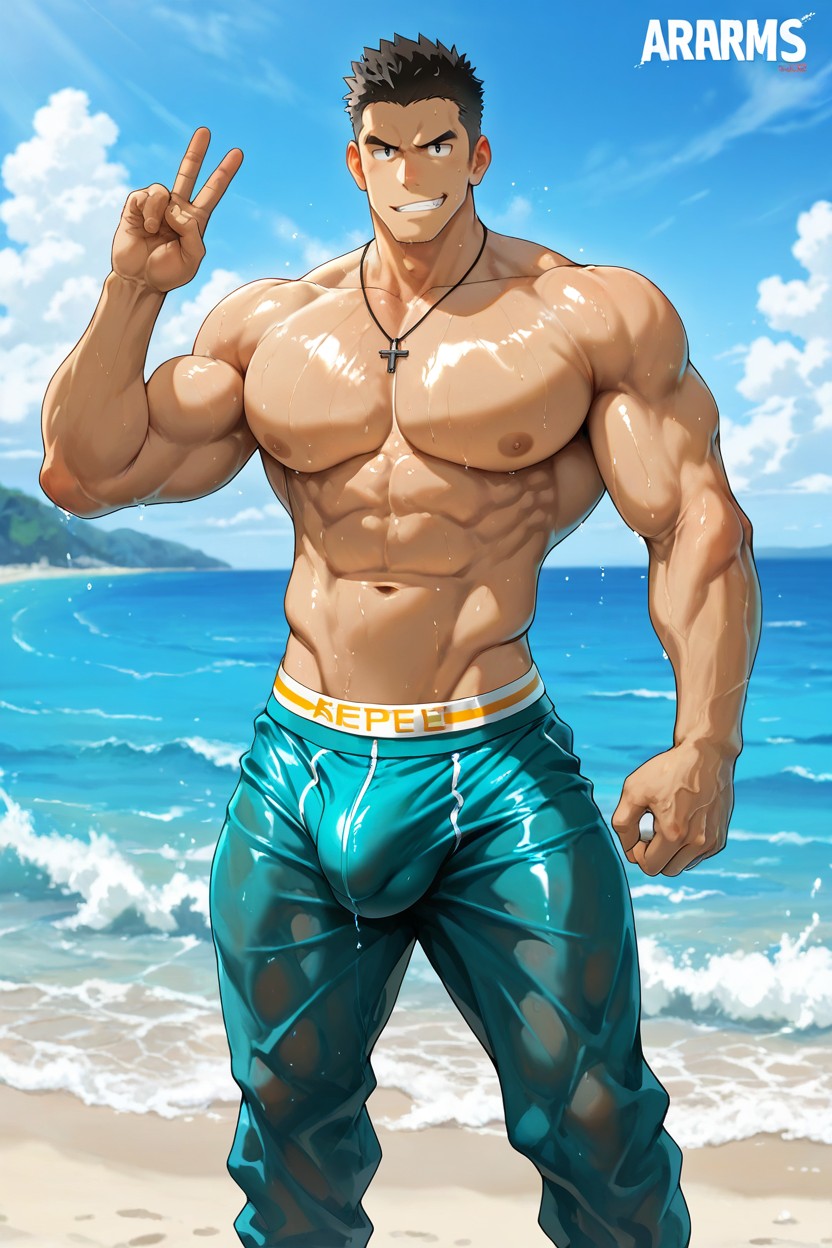 Jock, Hand-sized Waist, V-shaped ゲイAIポルノ