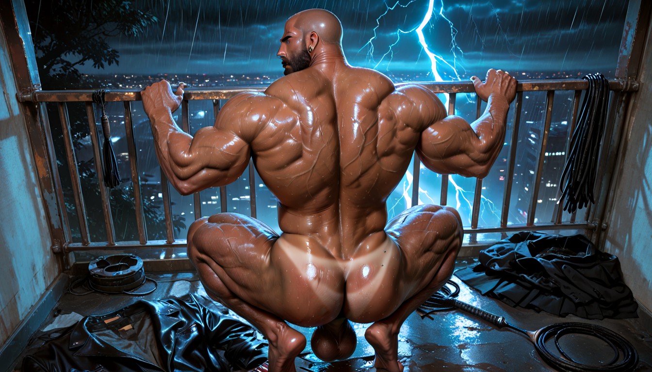 Huge Muscles, Long Black Beard, 後視圖 AI同性戀黃片