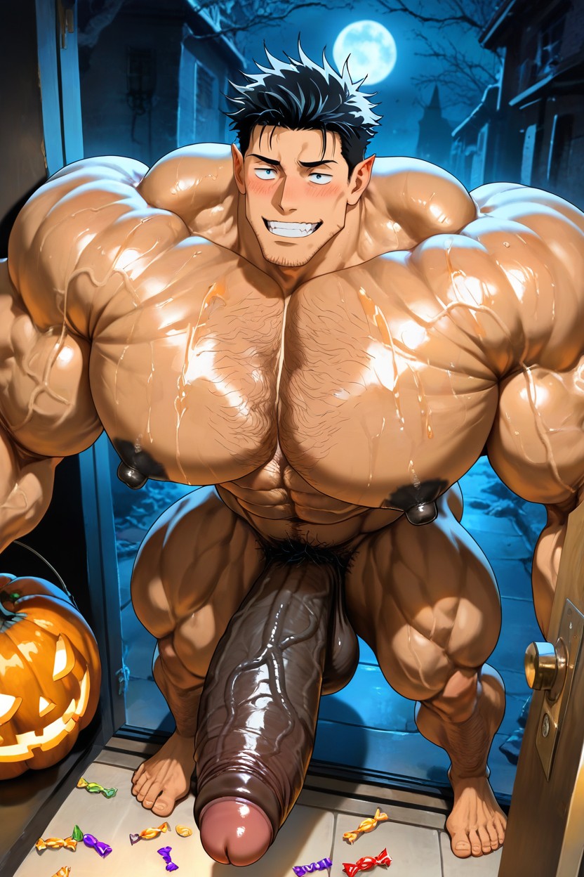Hyper Chest, Deeply Etched Blocky Abs, Hyper Nipples Porno IA Gay