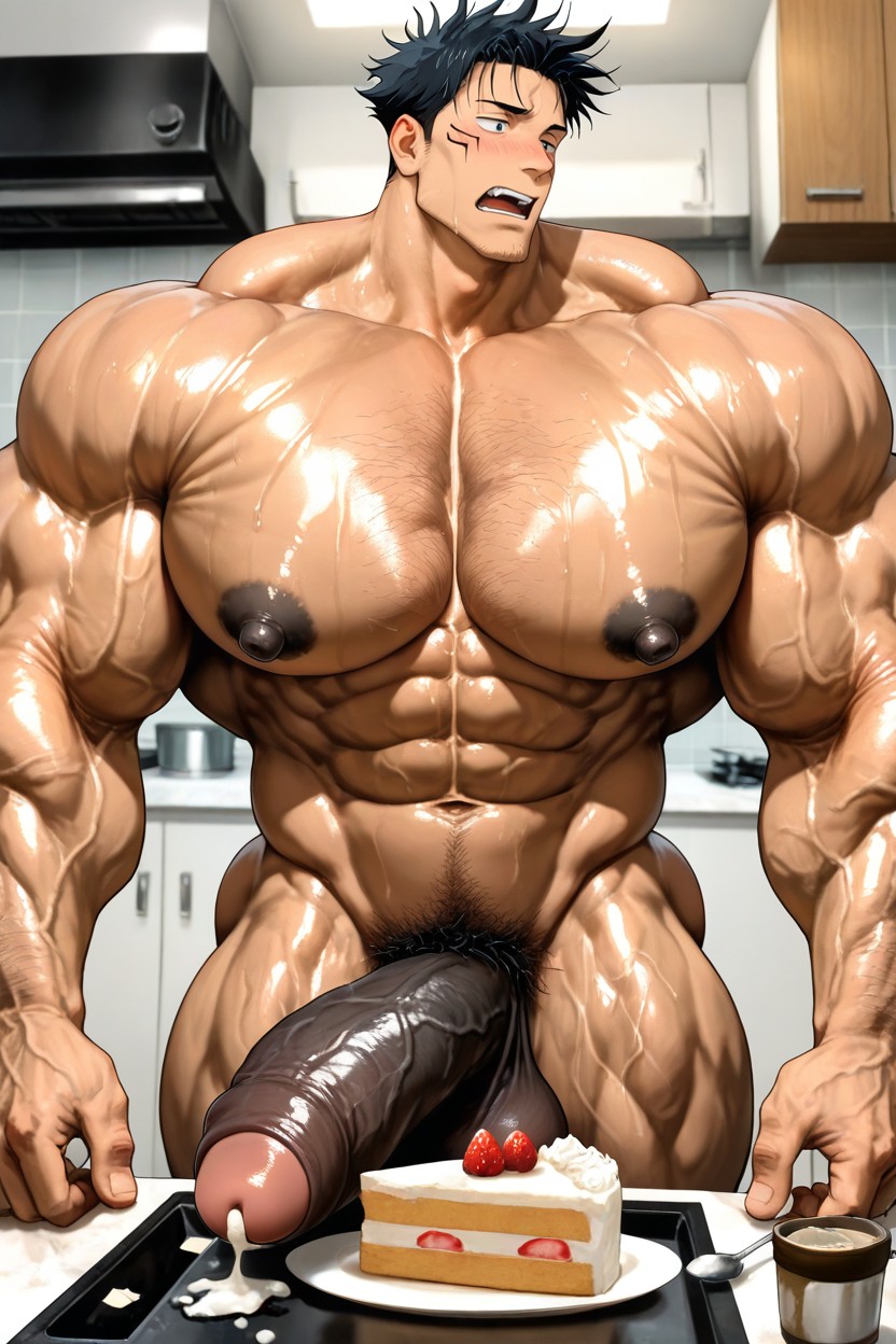 Big Muscles, Deeply Etched Blocky Abs, Hair Shaved On Sides Porno IA Gay
