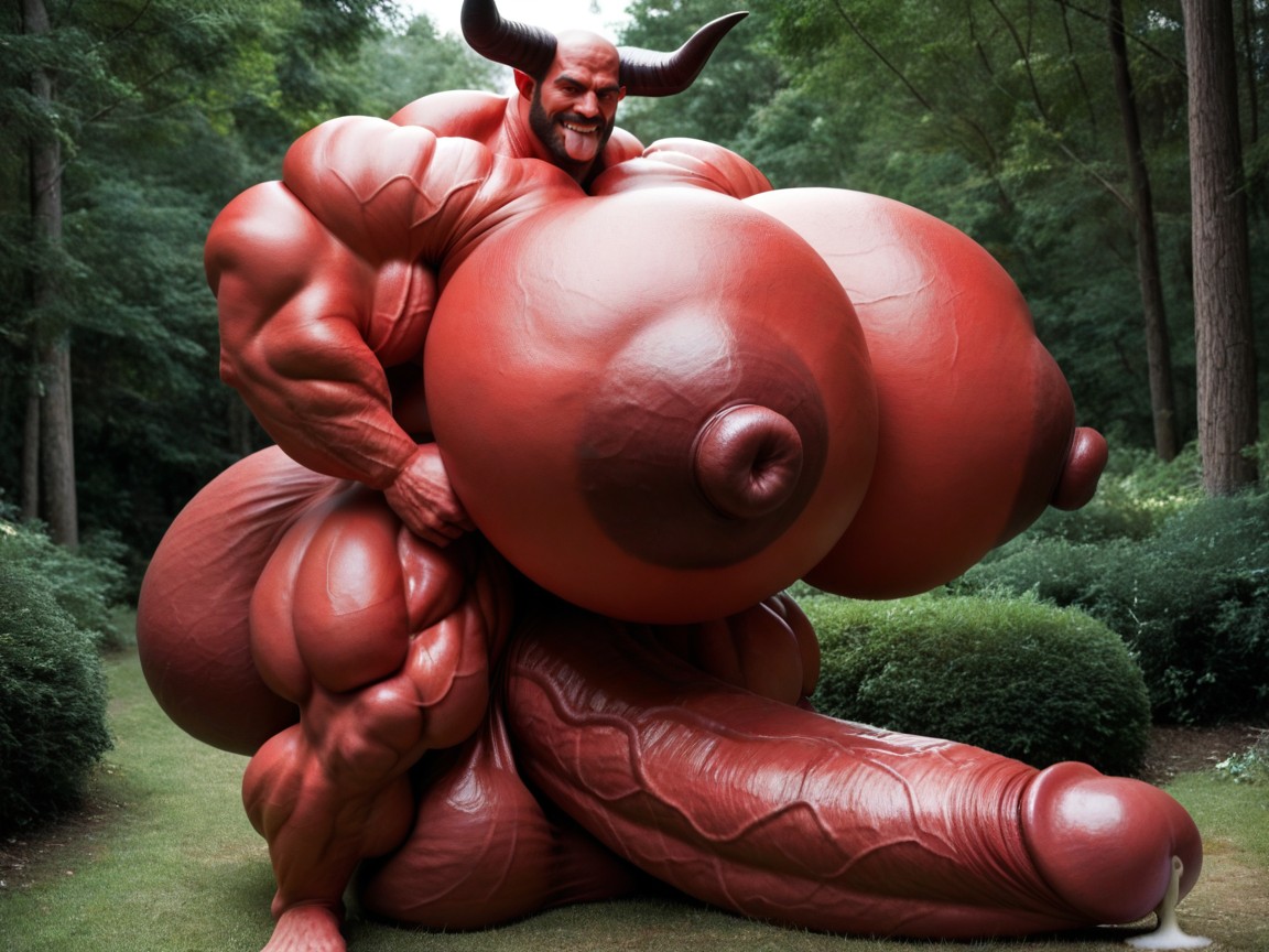 Massive Muscles, Fully Red Skin, Balls Bigger Than Human AI同性戀黃片