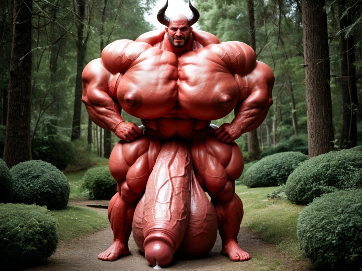Thick Black Horns, Fully Red Skin, 紅色皮膚 AI同性戀黃片