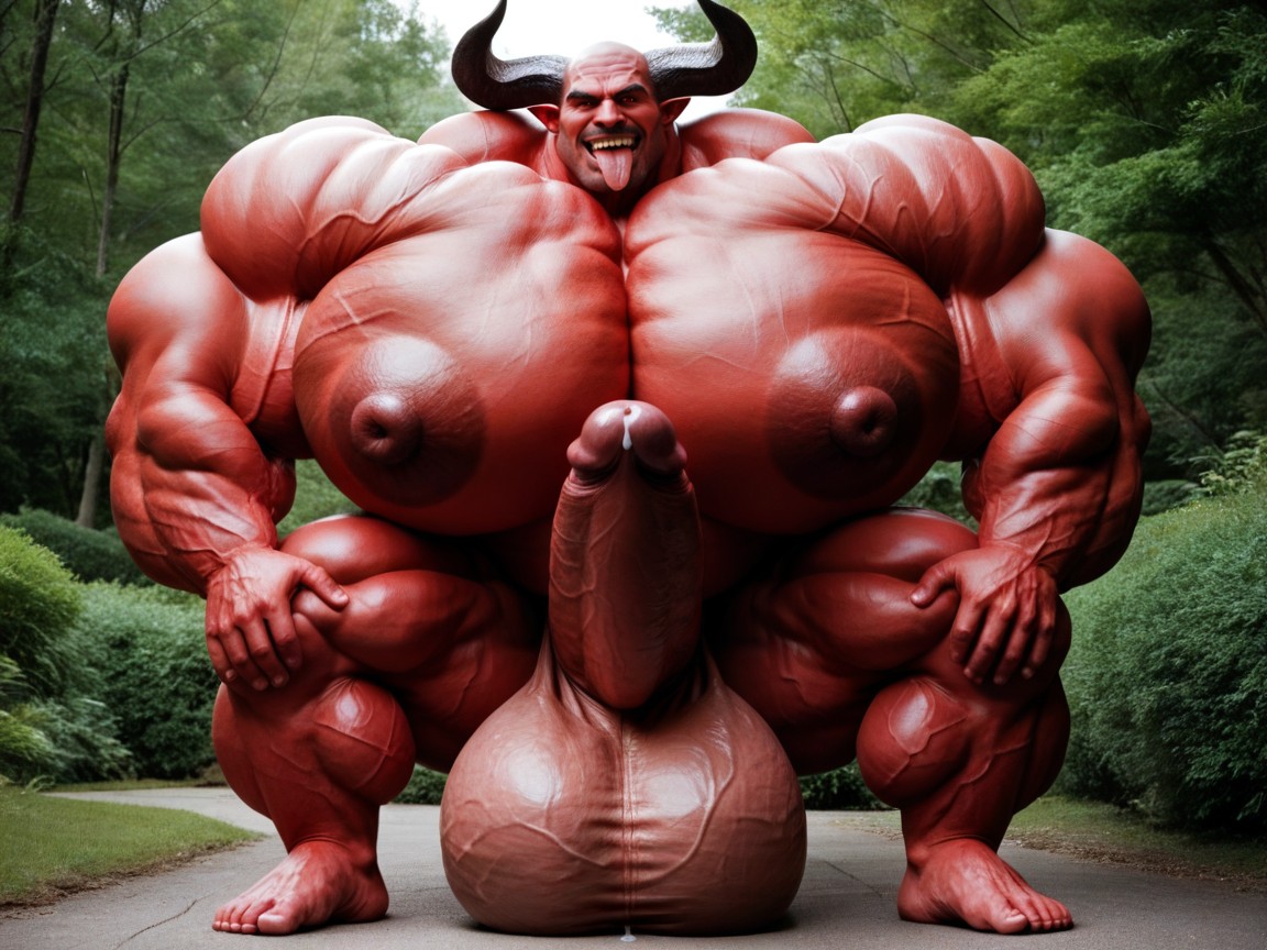 Hyper Massive Oversized Muscles, Biggest Body Ai Ever Created, Exremely Red Skin AI同性戀黃片