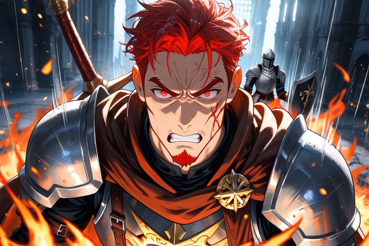 Embers In The Air, Has A Large Light Brown Stripe On His Right Cheek, Kneeling 게이 AI 포르노