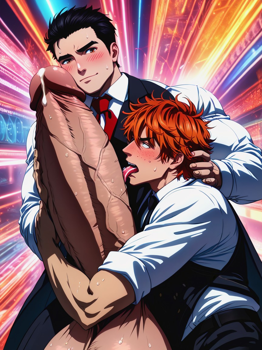Hugging Cock, Cock Is Much Taller Than Him, Only Men 게이 AI 포르노