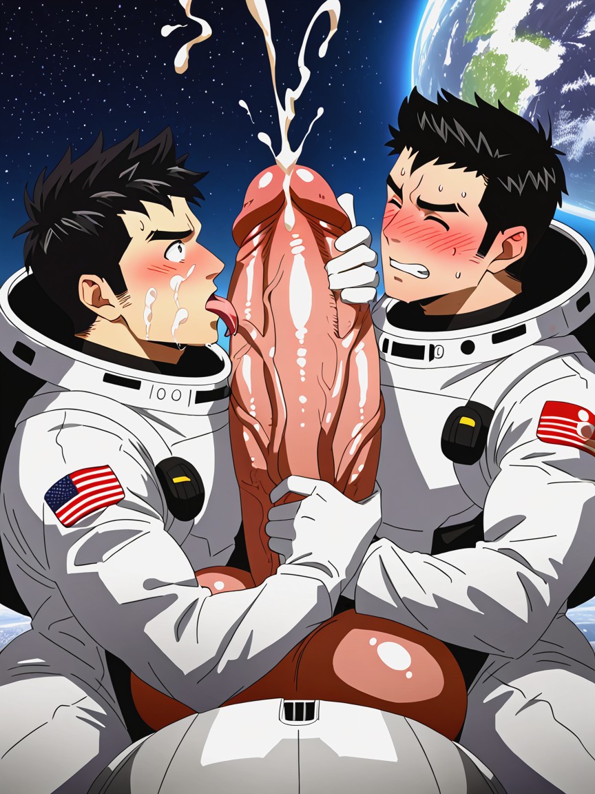 Hugging Cock, ベリーショートヘア, Cock Is Much Taller Than Him ゲイAIポルノ