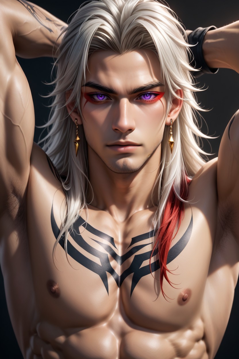 Six-pack, Seductive Look, Pale Glossy Skin AI同性戀黃片