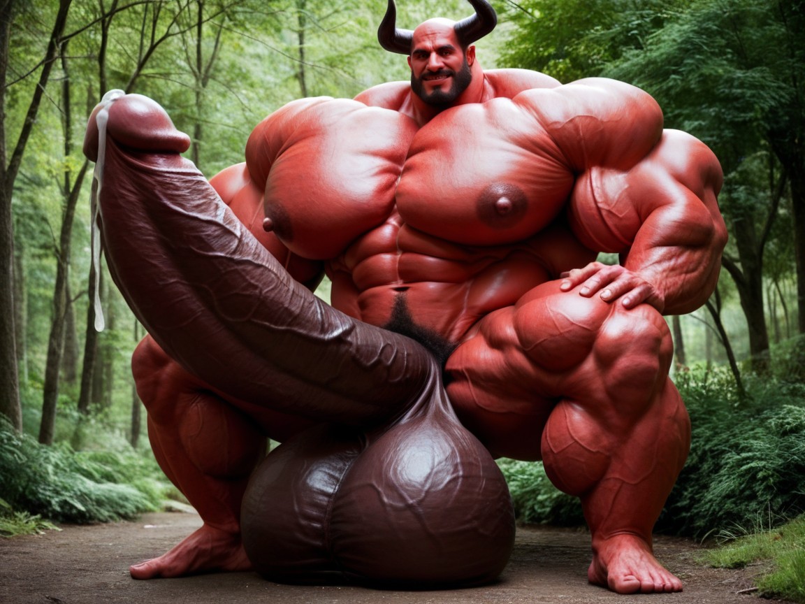 Massive Muscles, Fully Red Skin, Oversized Hyper Muscles AI同性恋黄片