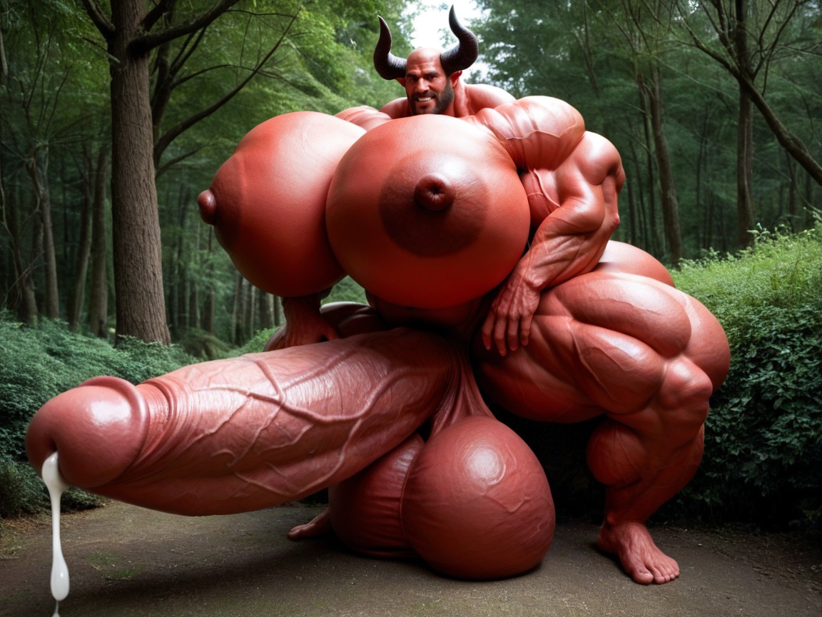 Obese, Massive Muscles, Thick Black Horns AI同性恋黄片