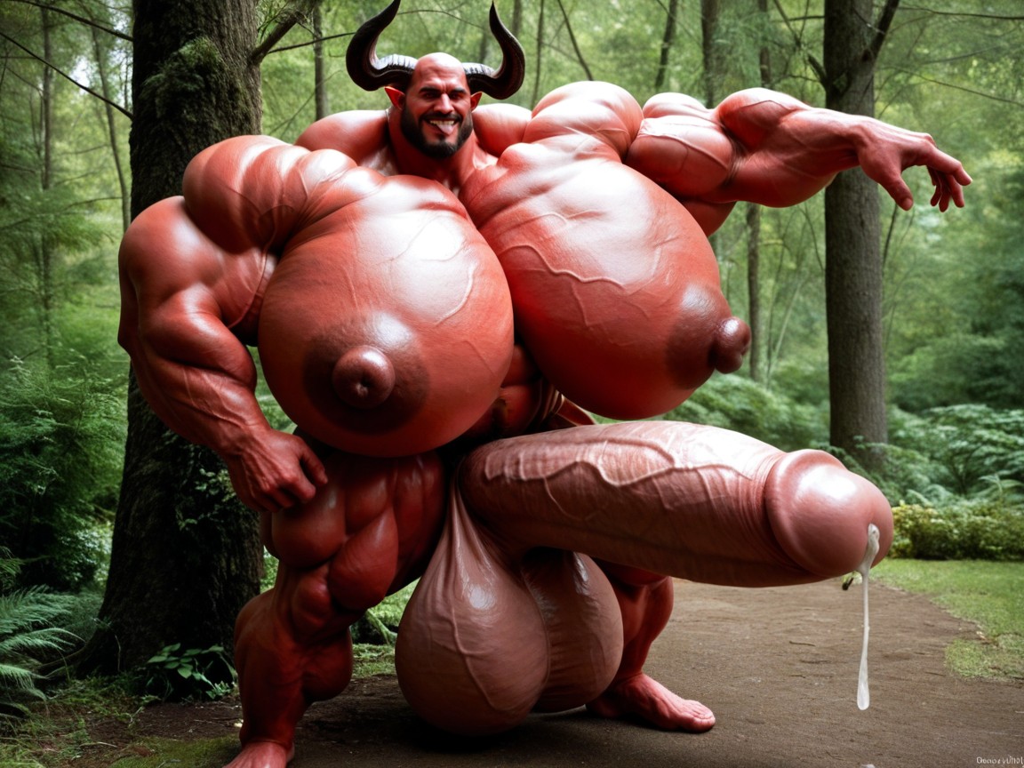 Oversized Hyper Muscles, Hyper Puffy Cock, Ojos Rojos Porno gay IA