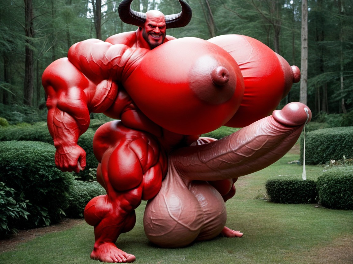 All Muscle Hyper Size, Thick Black Horns, Red Devil AI同性恋黄片