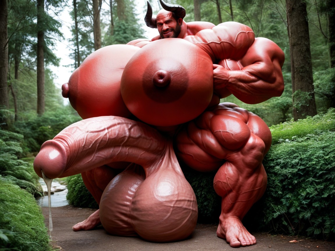 Cock Bigger Than Human, Mirando Al Espectador, Hyper Massive Oversized Muscles Porno gay IA