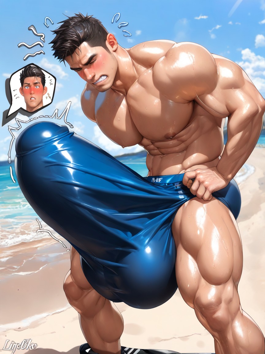 Obvious Giant Erection Visible Through Fabric, Photorealism, Extremely Erect Bulge AI Gay Porn