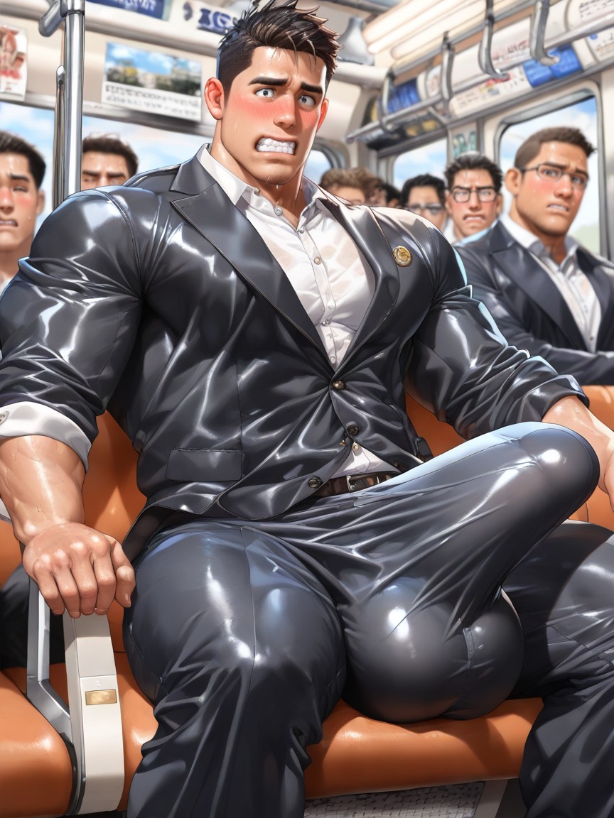 Debout, Massive Gigantic Bulge Stretching Out Fabric, Handsome Porno IA Gay
