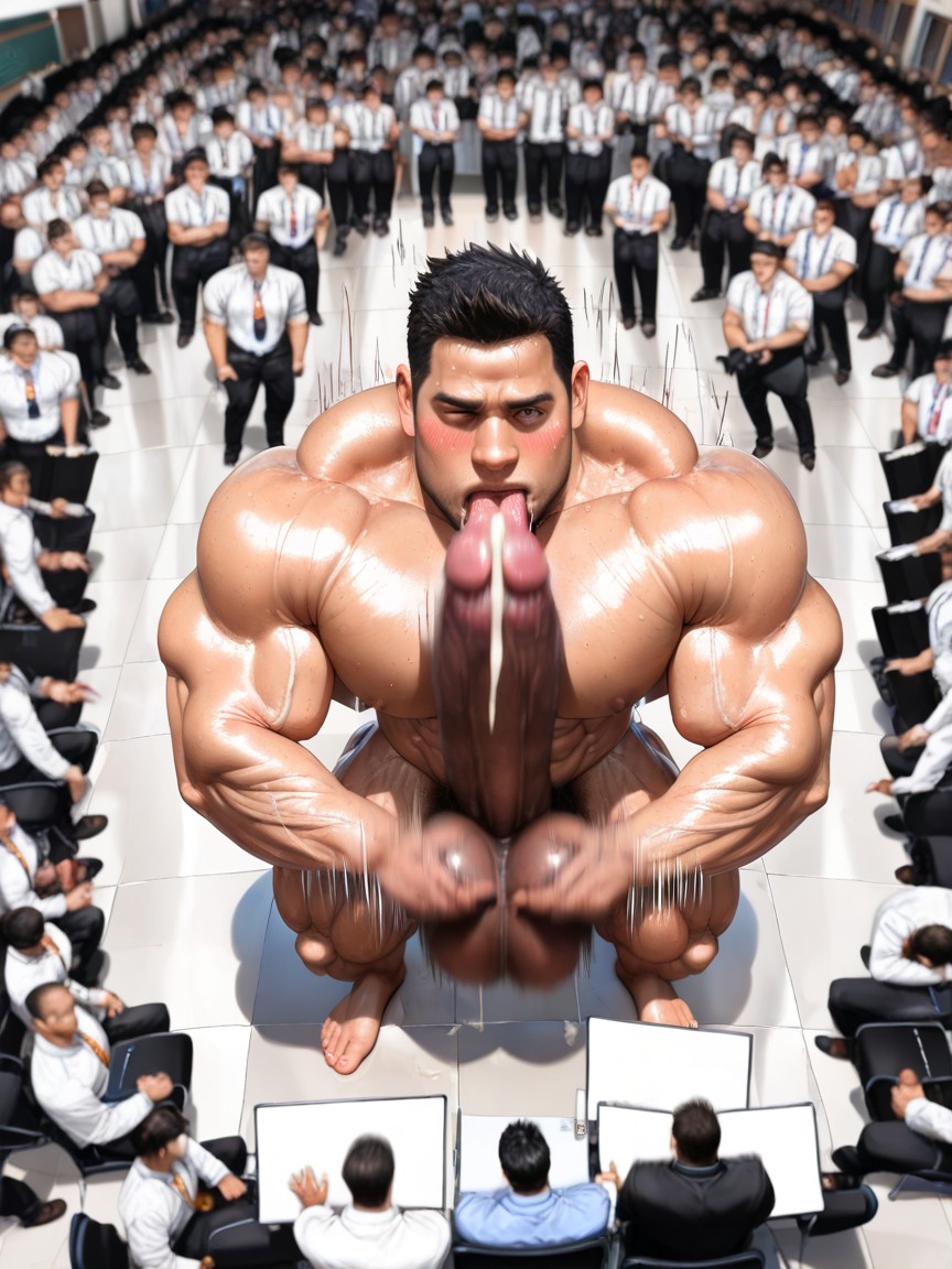Many Men Watching, Crowded, Hyper Muscle Man AI同性恋黄片