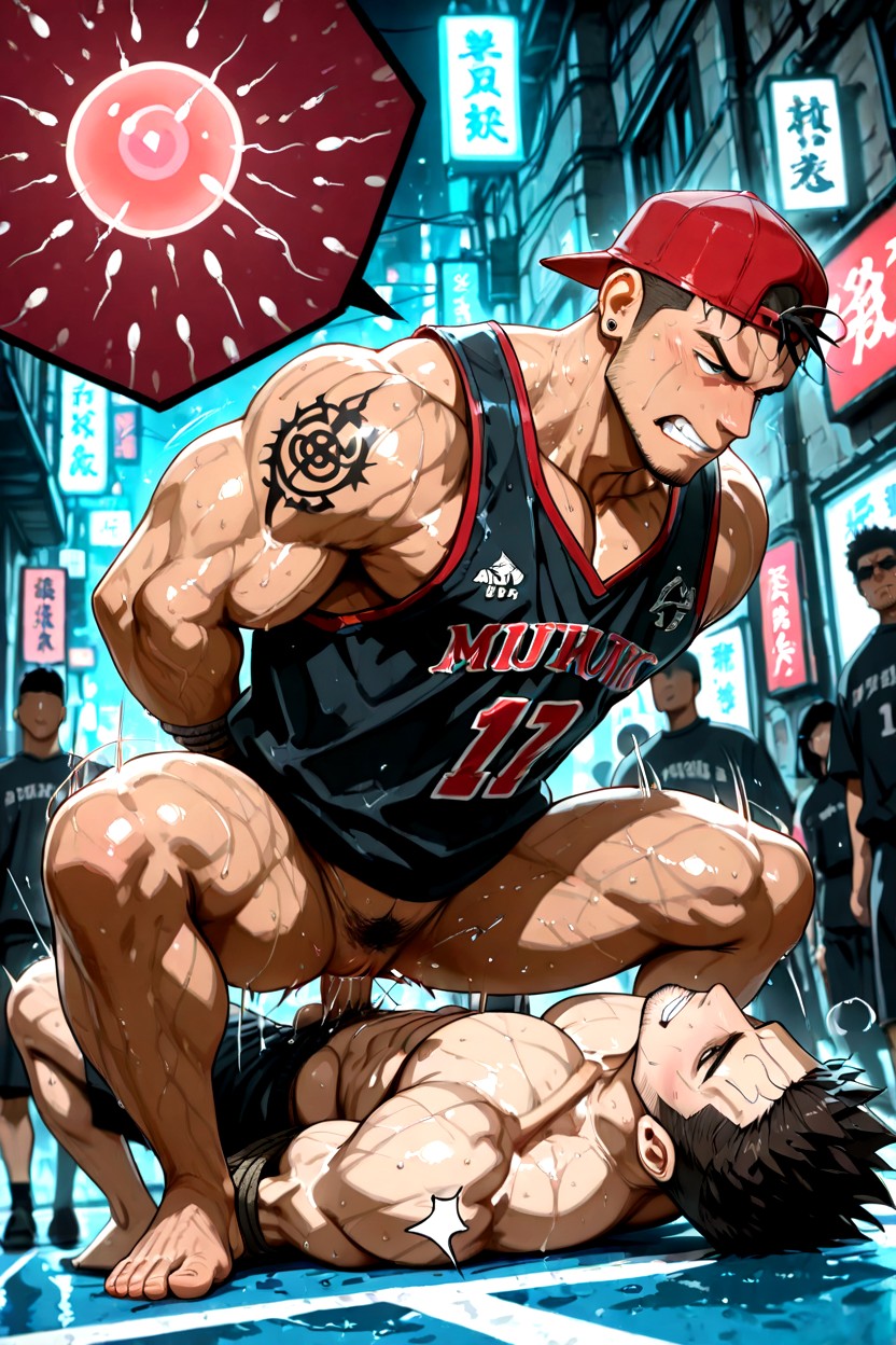 Motion Lines, 사이드뷰, Large Muscular Arms 게이 AI 포르노