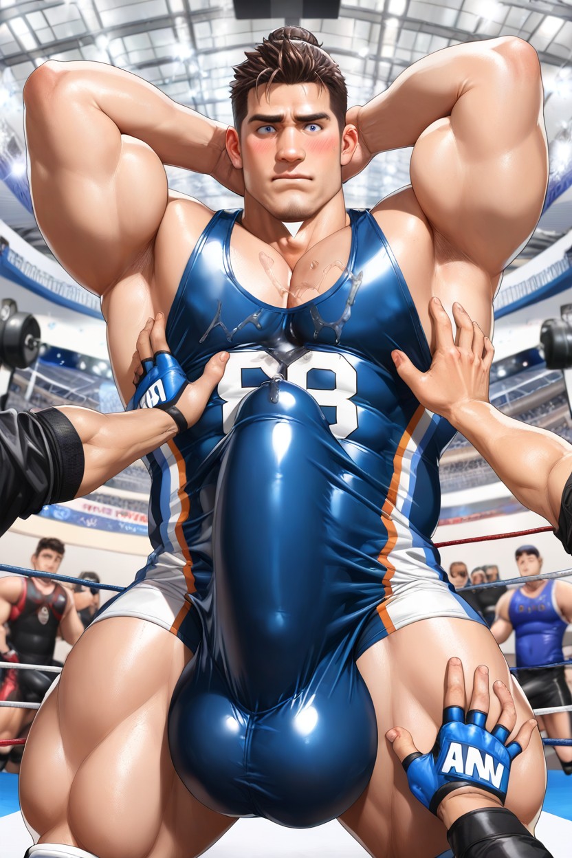 Other Man Touches His Bulge, Gigantic Impossibly Oversized Hyper Bulge Is Fully Erect Upright, Visible Erection 게이 AI 포르노