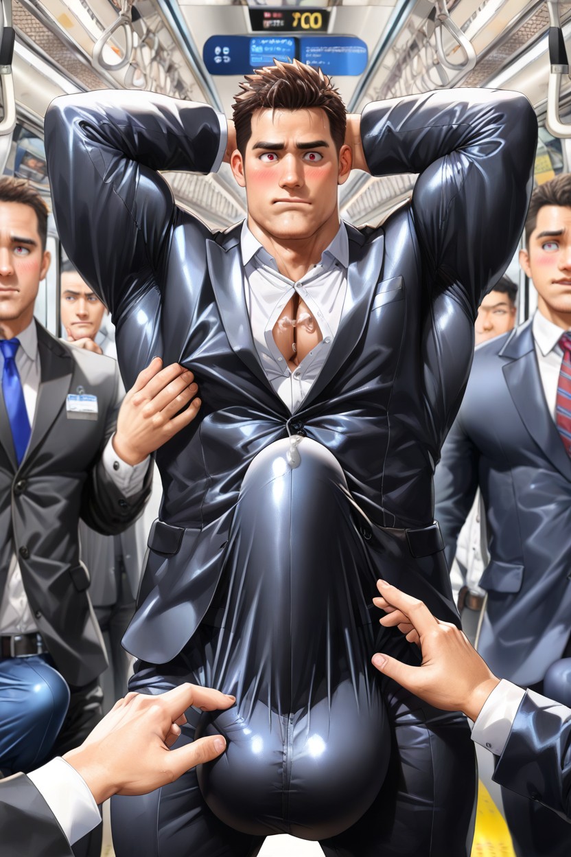Giant Fully Erect Upright Bulge Up To Chin, Erect Bulge, Gigantic Impossibly Oversized Hyper Bulge Is Fully Erect Upright AI Gay Porn