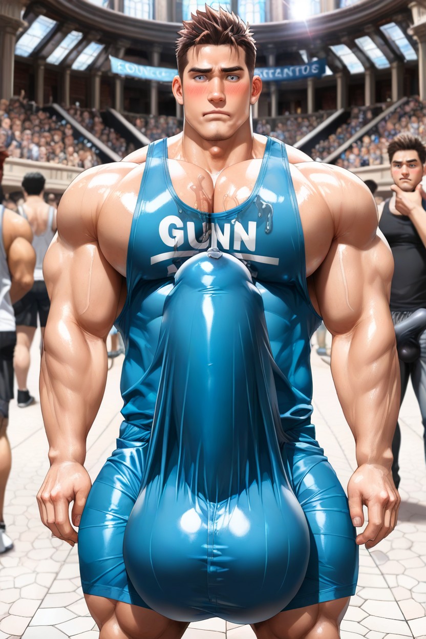 Vibrant, Photographic Realism, Giant Fully Erect Upright Bulge Up To Chin Porno IA Gay