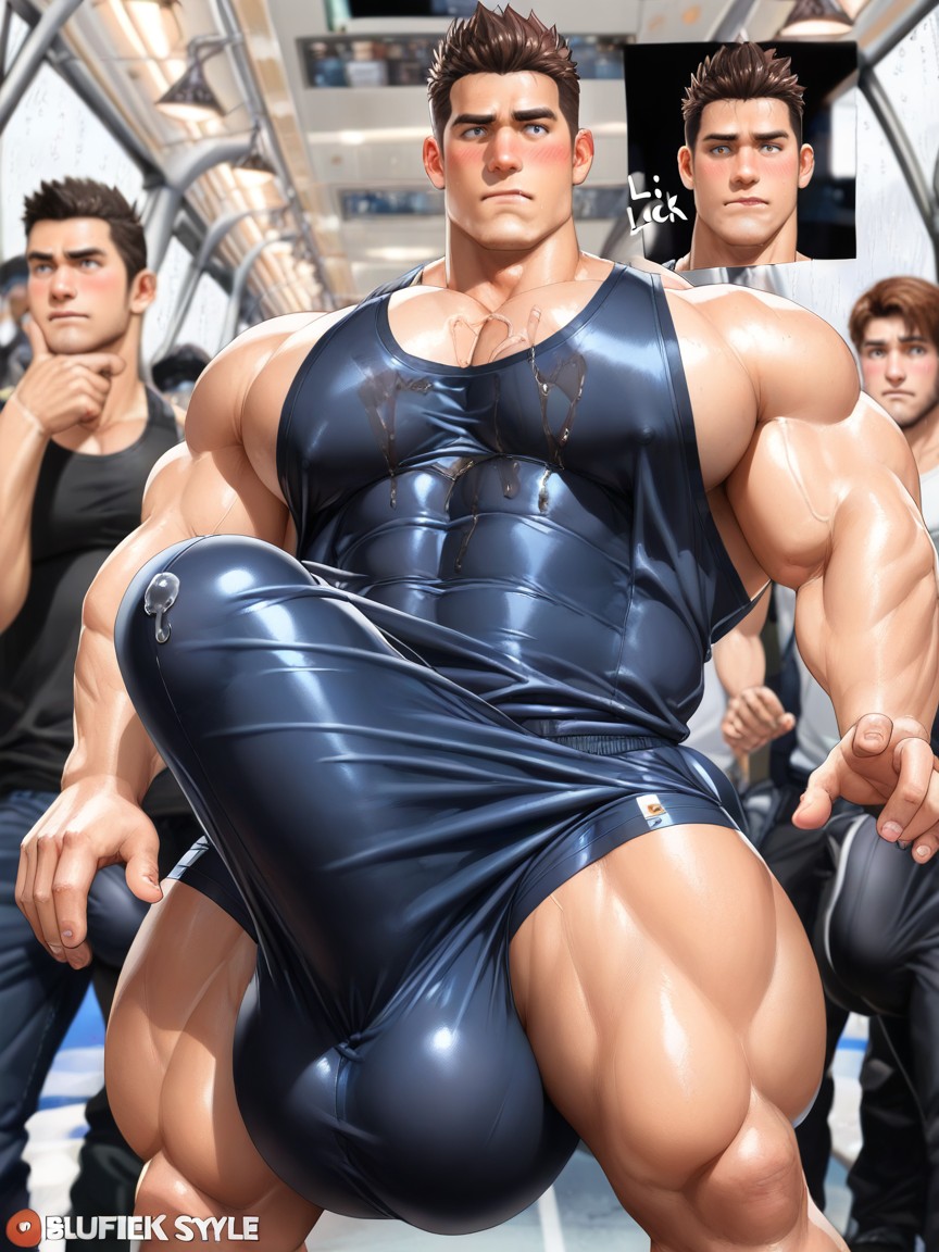Bulge Of Glans Against Chest, Handsome, Male Only Porno IA Gay