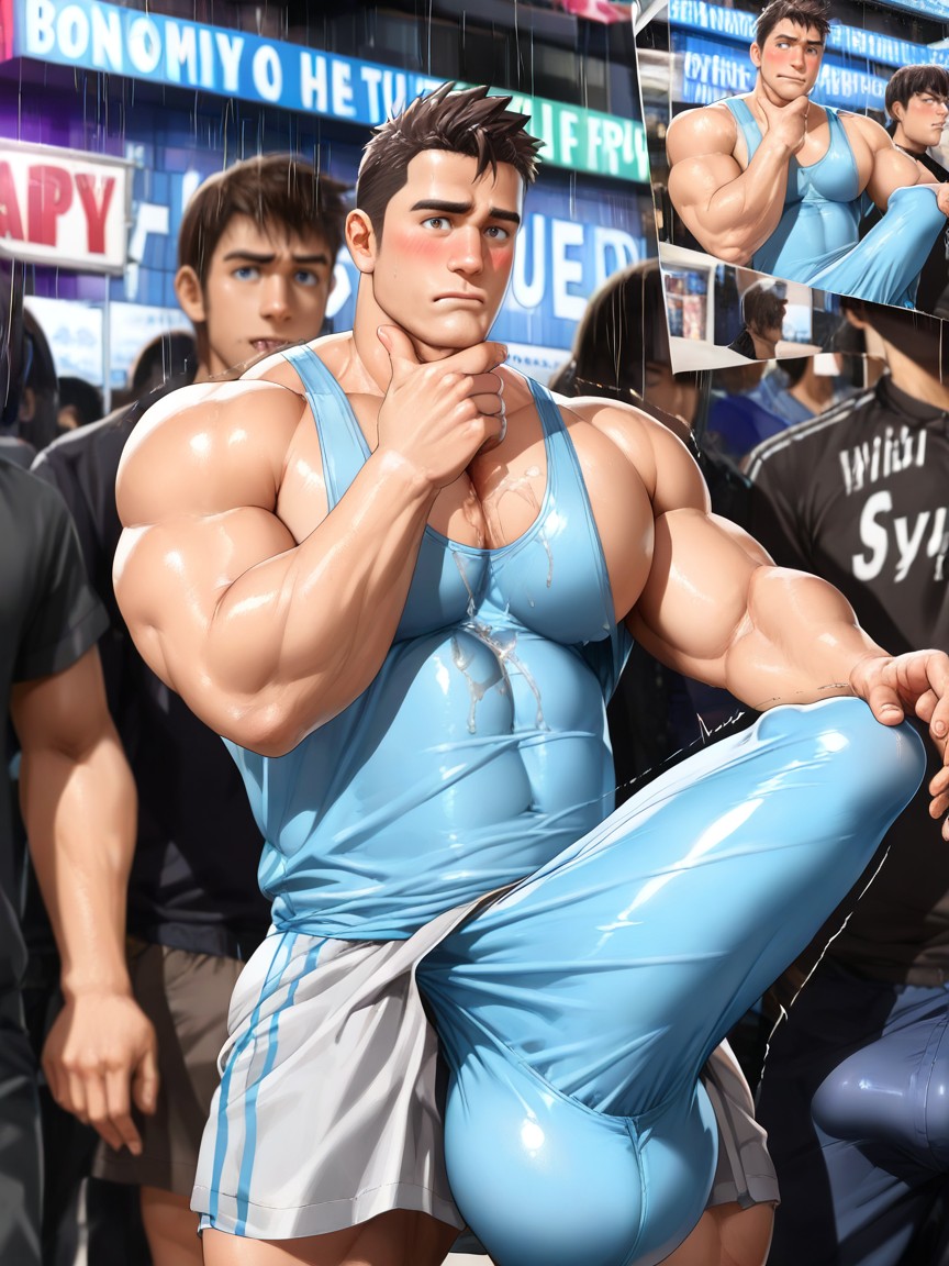 Hyperbulge Across His Chest, Hyper Erection Bulge Upright, Boner Bulge Porno IA Gay