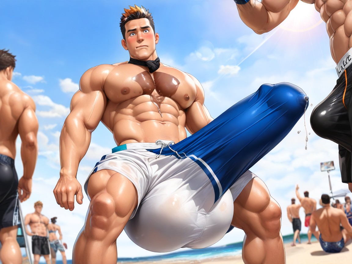 Nervous, Bara Style, Gigantic Hyper Erection Bulge Visible Porno IA Gay