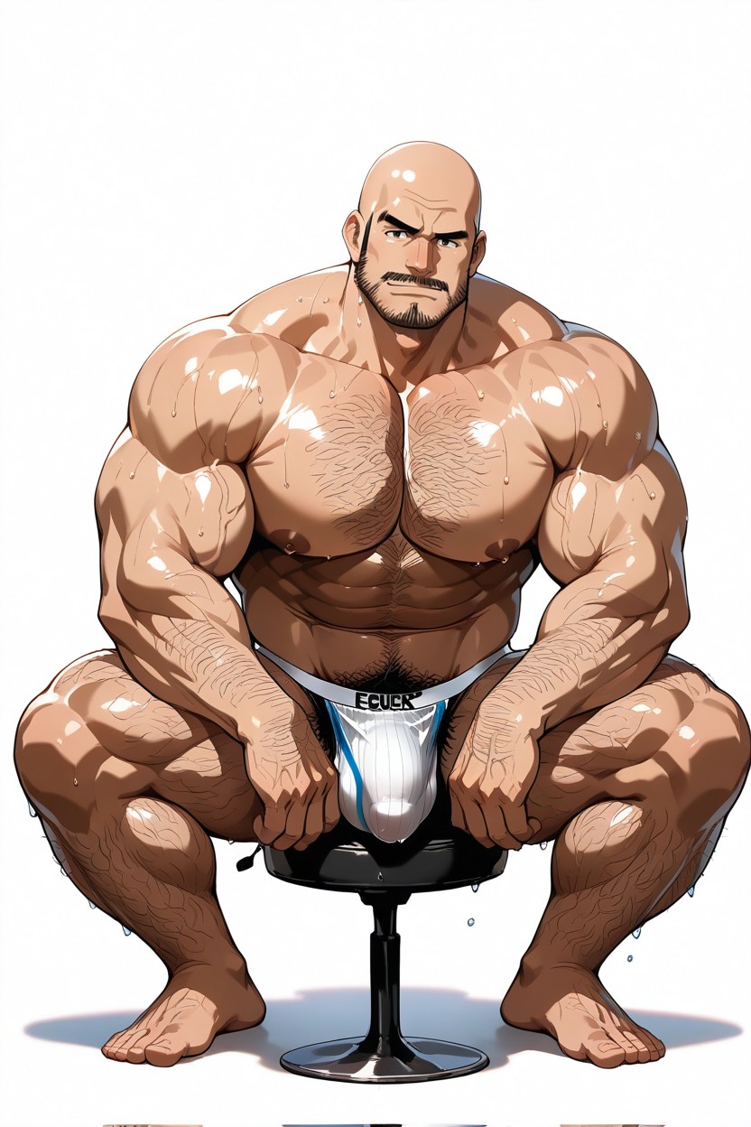 Abundant Body Hair, Receding Hairline, Curly Body Hair Strands Cover Entire Skin Porno IA Gay