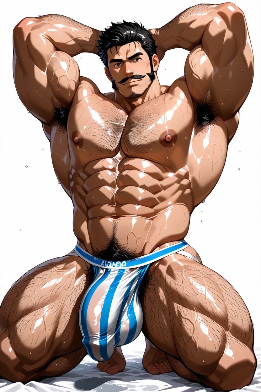 Top Of Penis Shaft Slip, Veiny Penis, Mustache Porno IA Gay