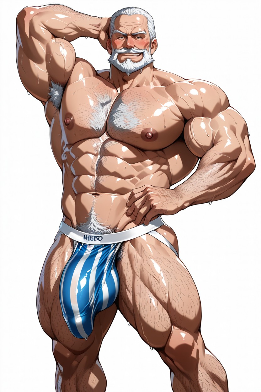 Fond Simple, Cock Bulge Hangs Excessively Low, Hyper Muscles Porno IA Gay