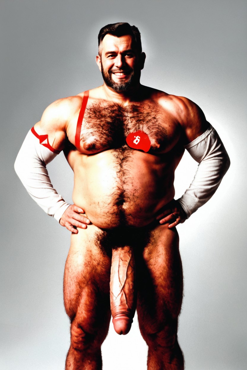 Armpit Hair Bushes, Gigantic Nipples, Standing AI Gay Porn