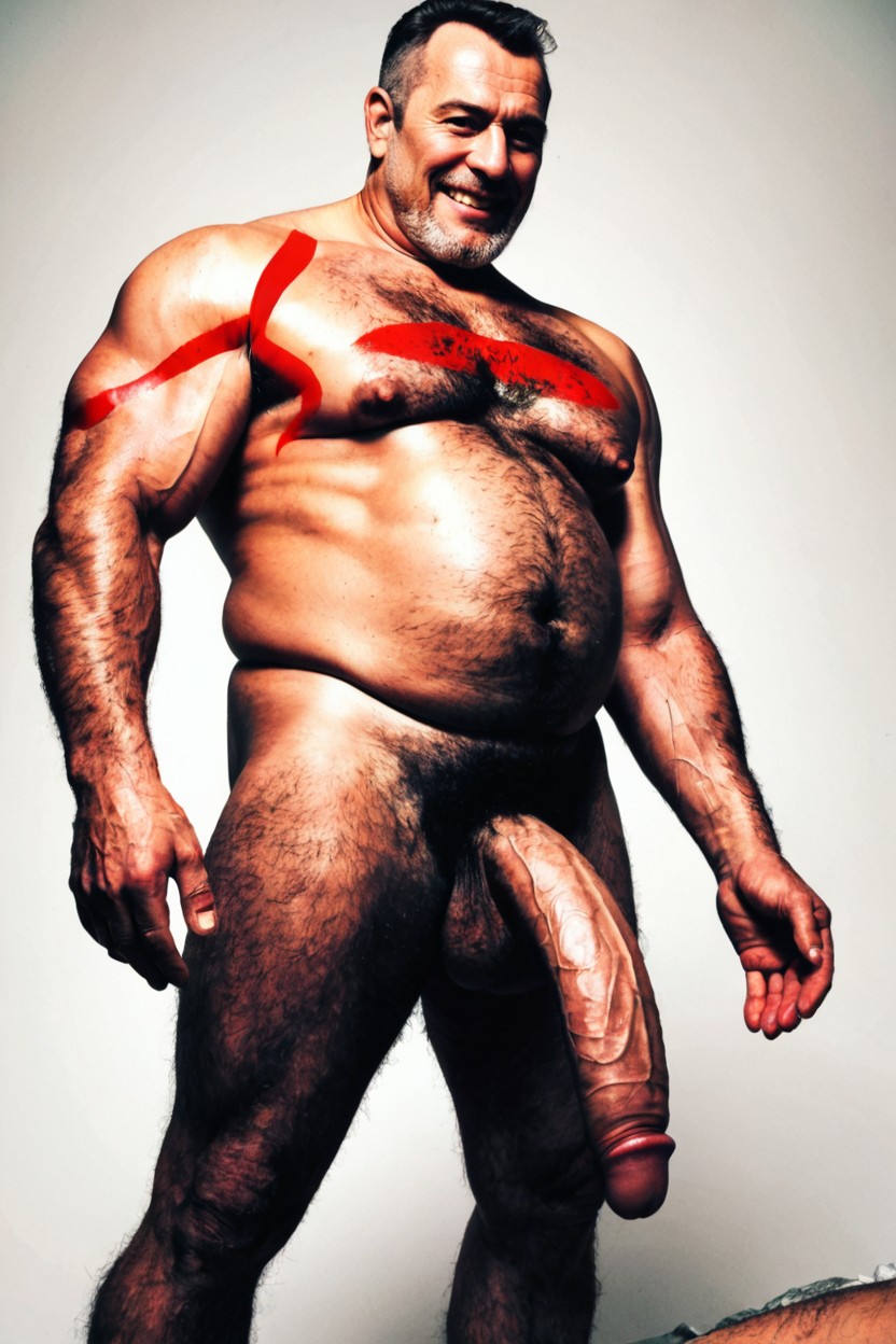 Alone, Excessive Body Hairy, Dimly Lit AI Gay Porn