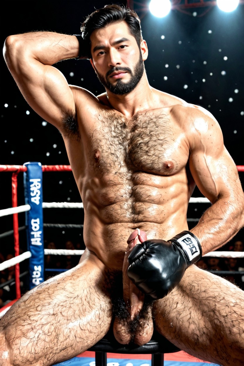 Hairy Male, Black Hair, Sharp Focus AI Gay Porn
