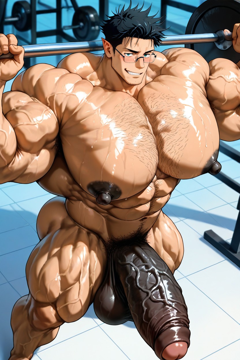 Hyper Exaggerated Gigantic Muscle Physique, Muscular, Zoom Out Porno IA Gay