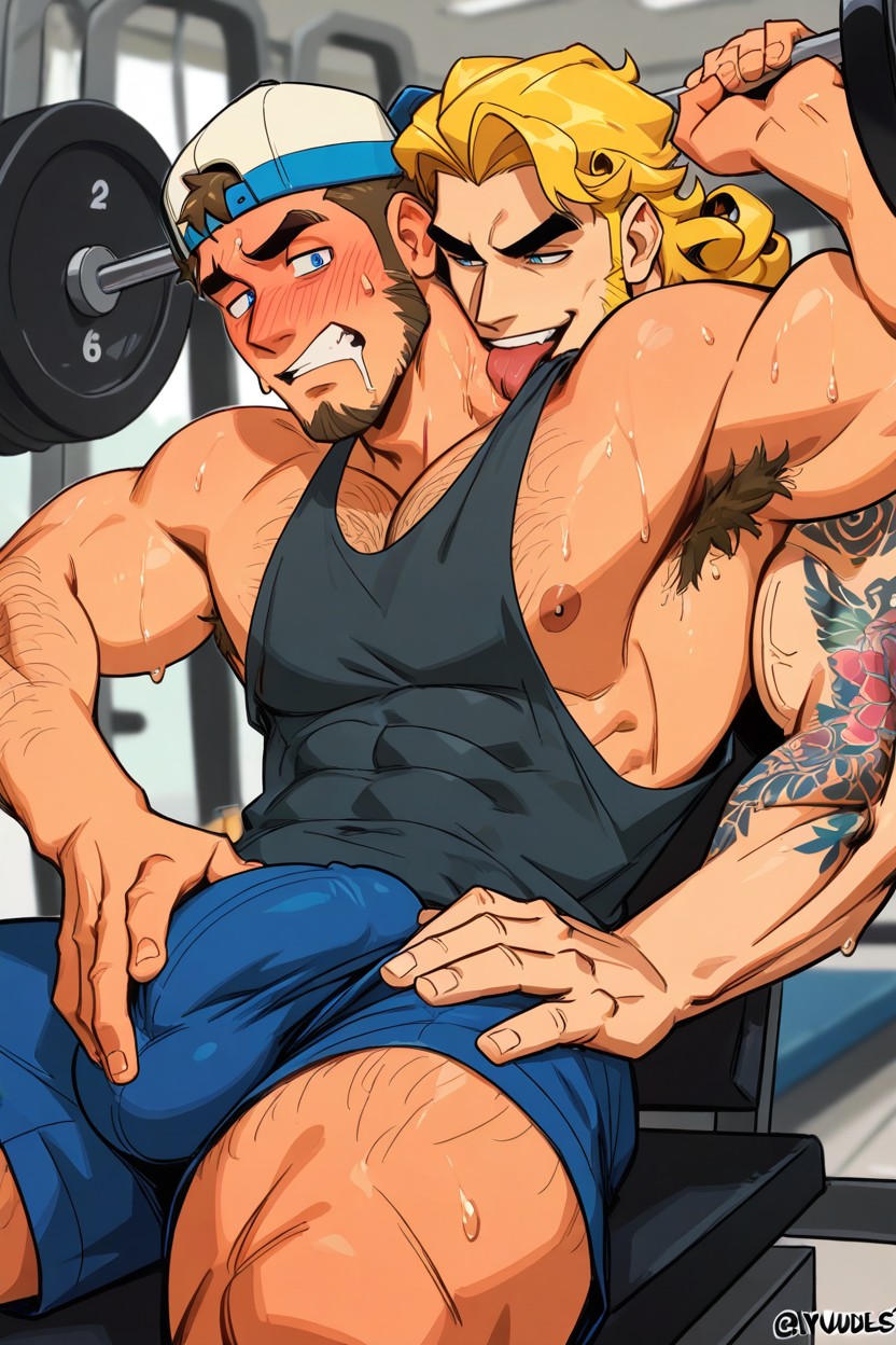 Sweating, Big Blue Eyes, Fit Body Porno IA Gay