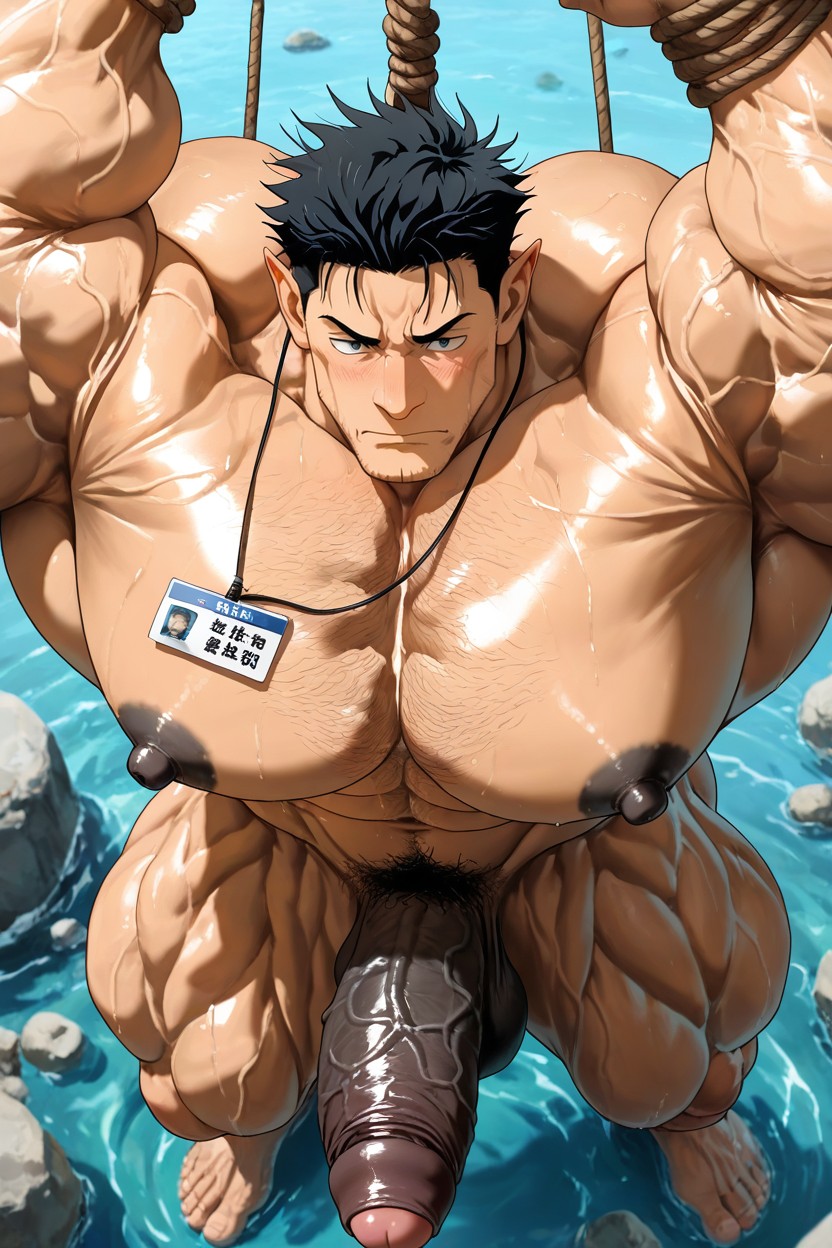 Hyper Chest, Muscular, Tall Muscular Physique Porno IA Gay