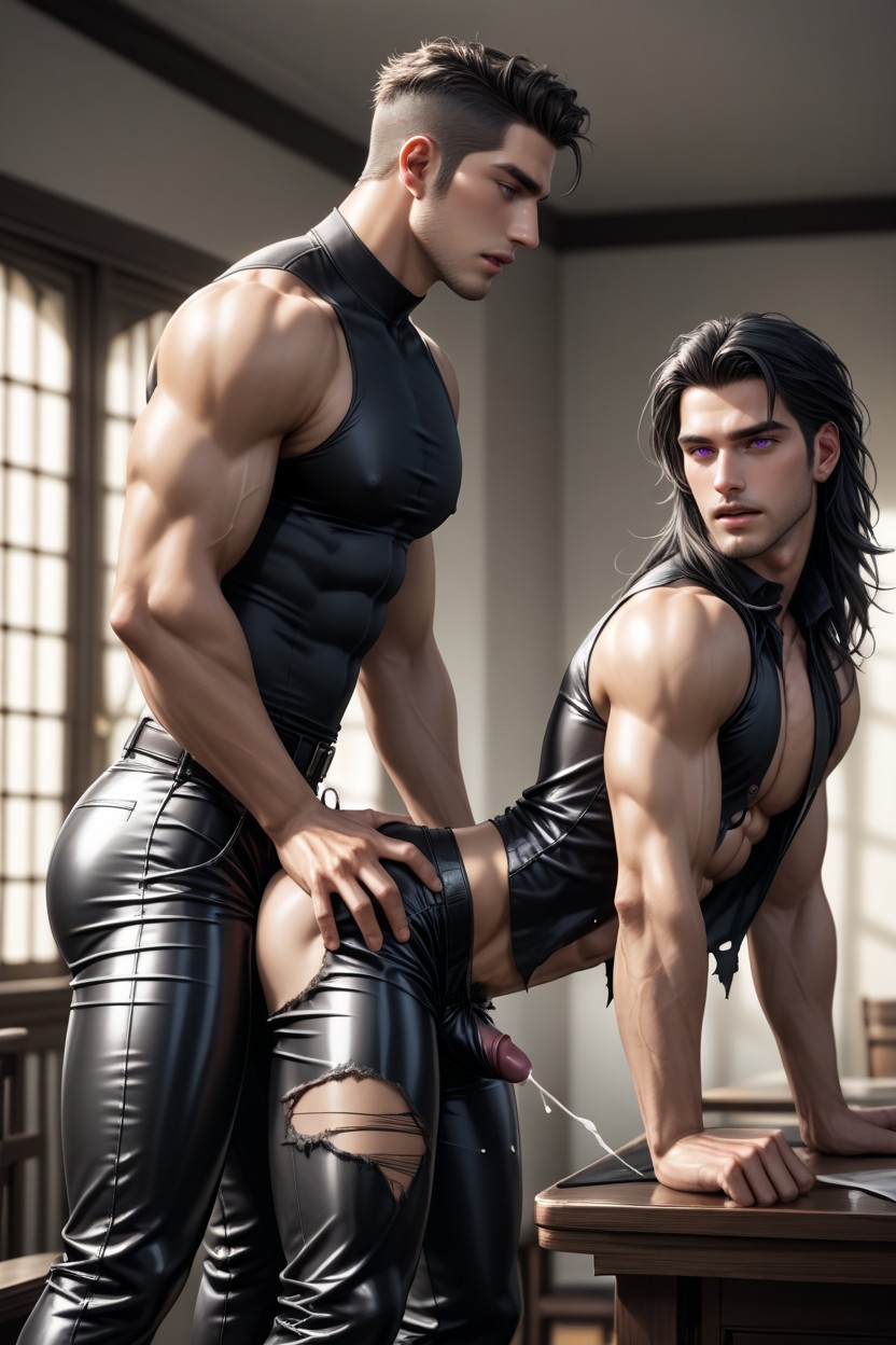 Long Hair, Fly Is Open, Pale Skin AI Gay Porn