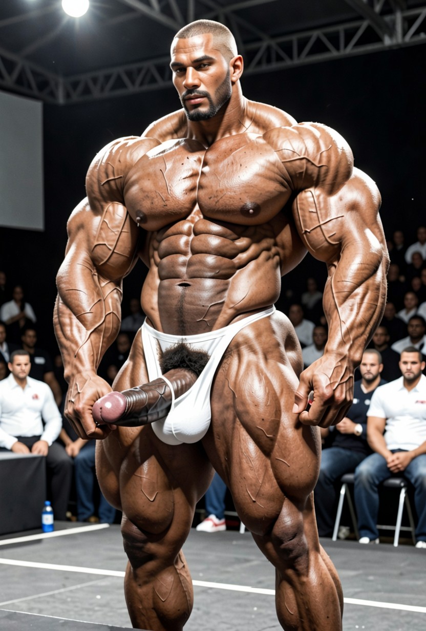 Arms Behind Back, Oversized Muscles, White Underwear Briefs AI Gay Porn