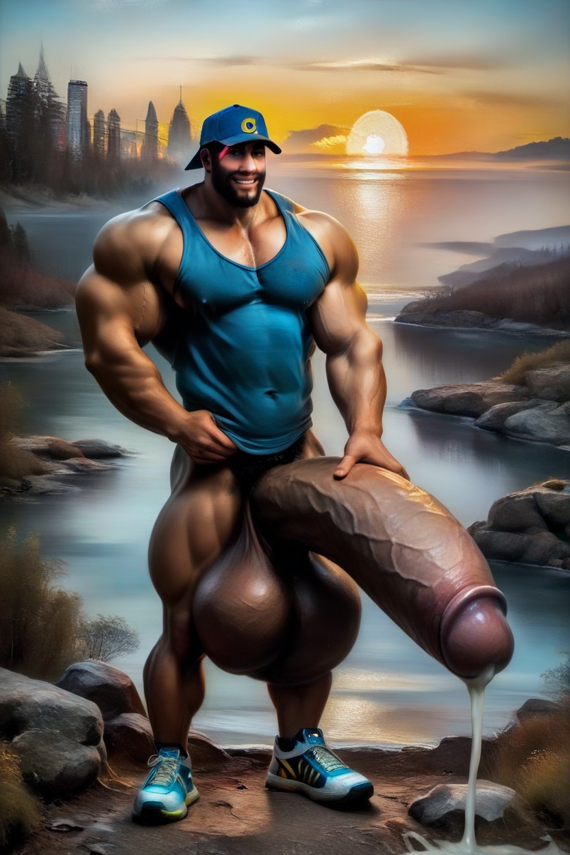 Tank-top, Correct Anatomy, Handjob AI Gay Porn
