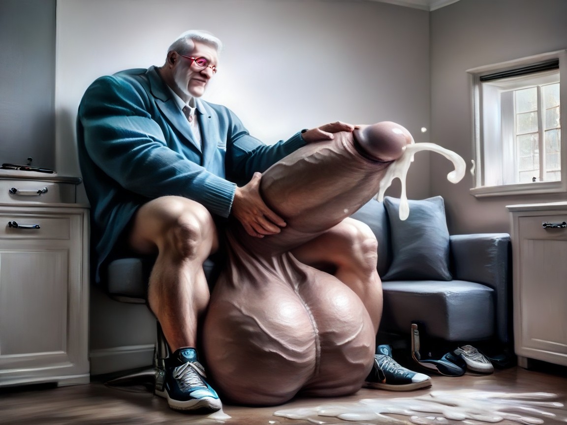 Suéter, Professional Photograph, Absurd Impossible Gigantic Cock Size Pornografia gay com IA