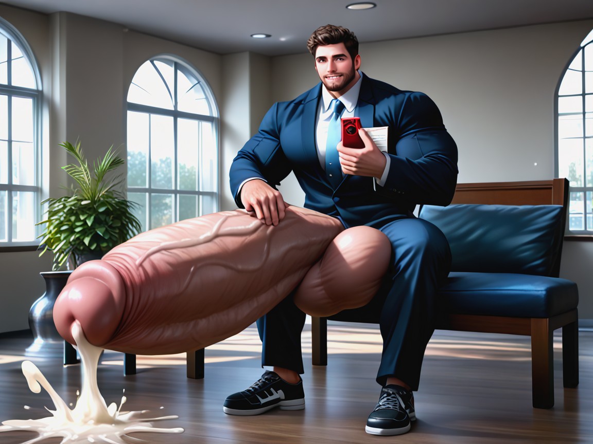 Uncut Hyper Cock Much Bigger Than Leg, Handjob, Detailed Porno IA Gay