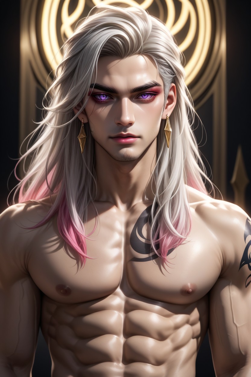 Earrings, Long Hair, Fit AI Gay Porn