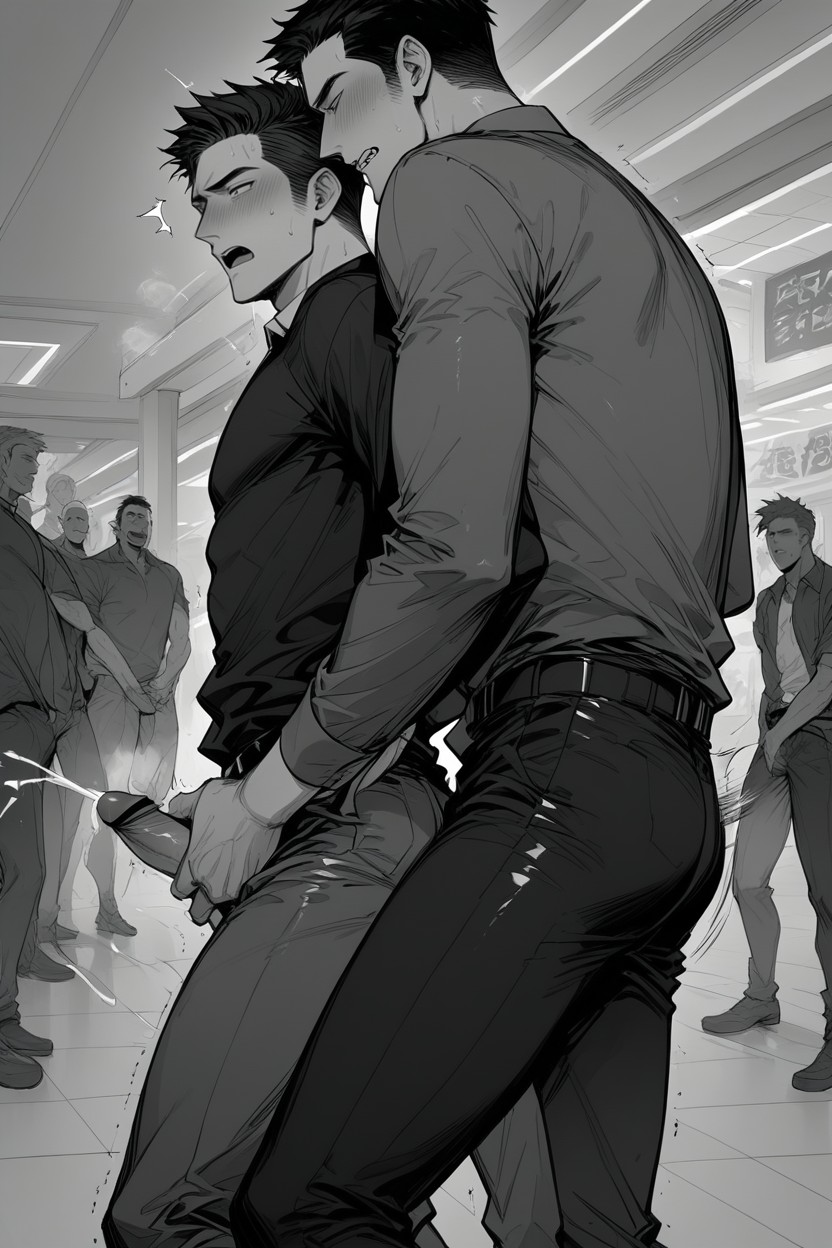 Black Hair, Sweaty, Zombies Grabbing His Arms AI Gay Porn