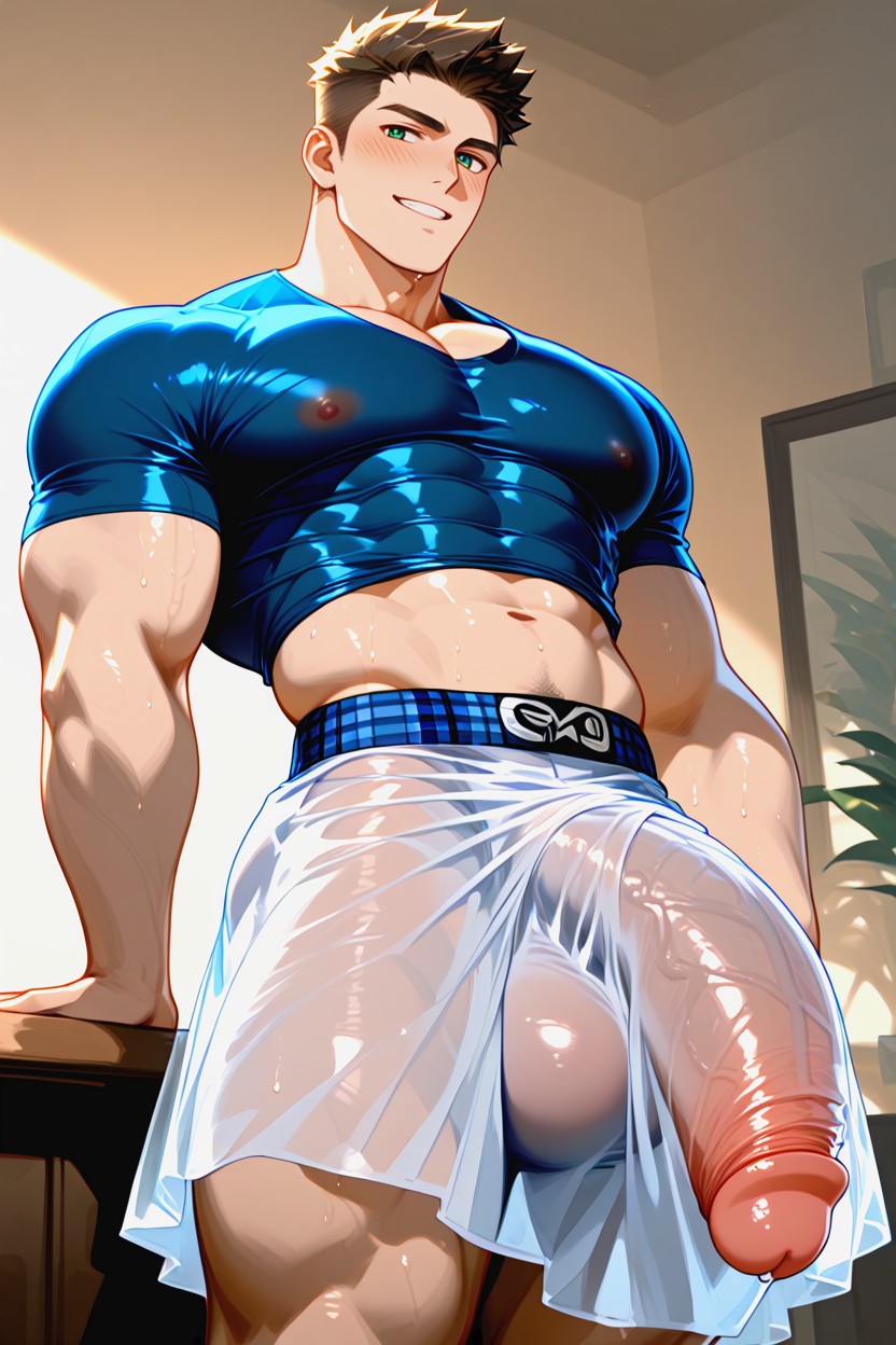 Massive Pecs, See Though Clothes, Skirt Porno IA Gay