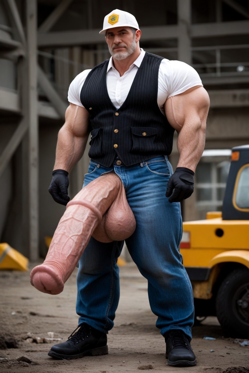 Horsecock, Hi-visibility Work Vest, Construction Site AI Gay Porn