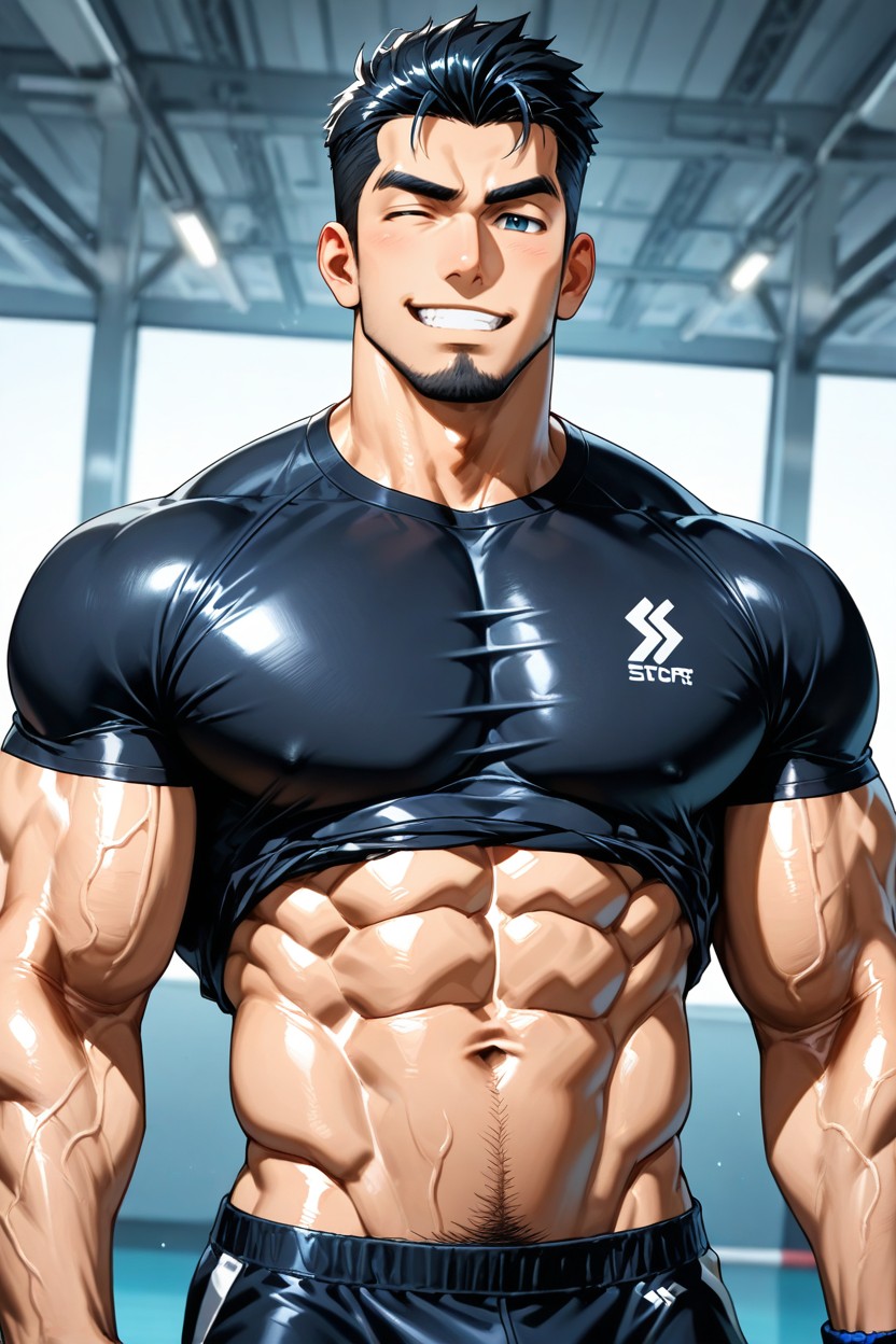 Vacuum-like Stomach Dense, En Forme, Gymnastic Appearance Strong Shoulder-to-waist Ratio Porno IA Gay
