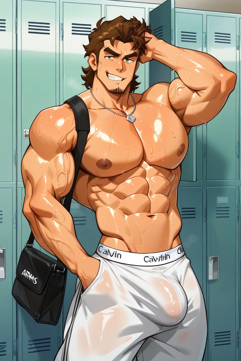 Hand-sized Waist, V-shaped, Shoulder On Locker AI Gay Porn