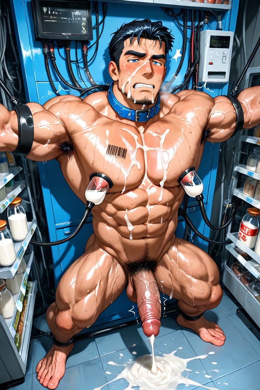Full Body, Big Muscle, Ejaculating Into A Milk Bottle AI Gay Porn