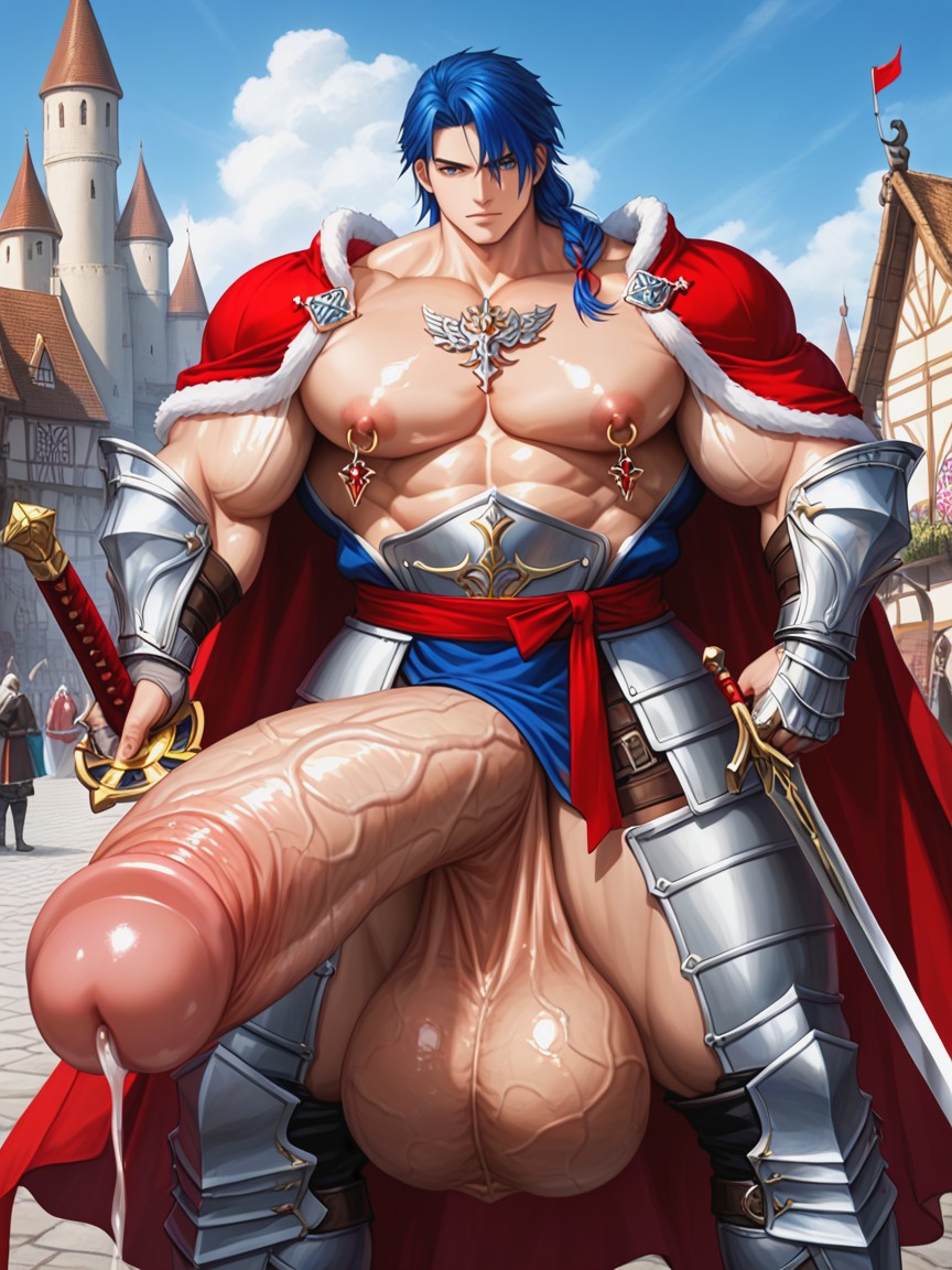 Hyper Pecs, Shiny Skin, Medieval Fantasy Armor ゲイAIポルノ