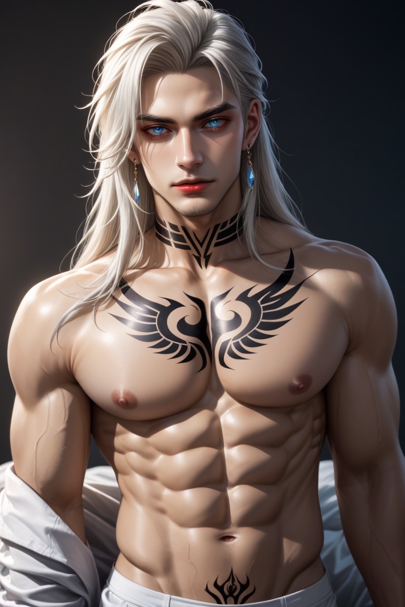 Long Length Hair, 18+, Muscular Shoulders AI Gay Porn