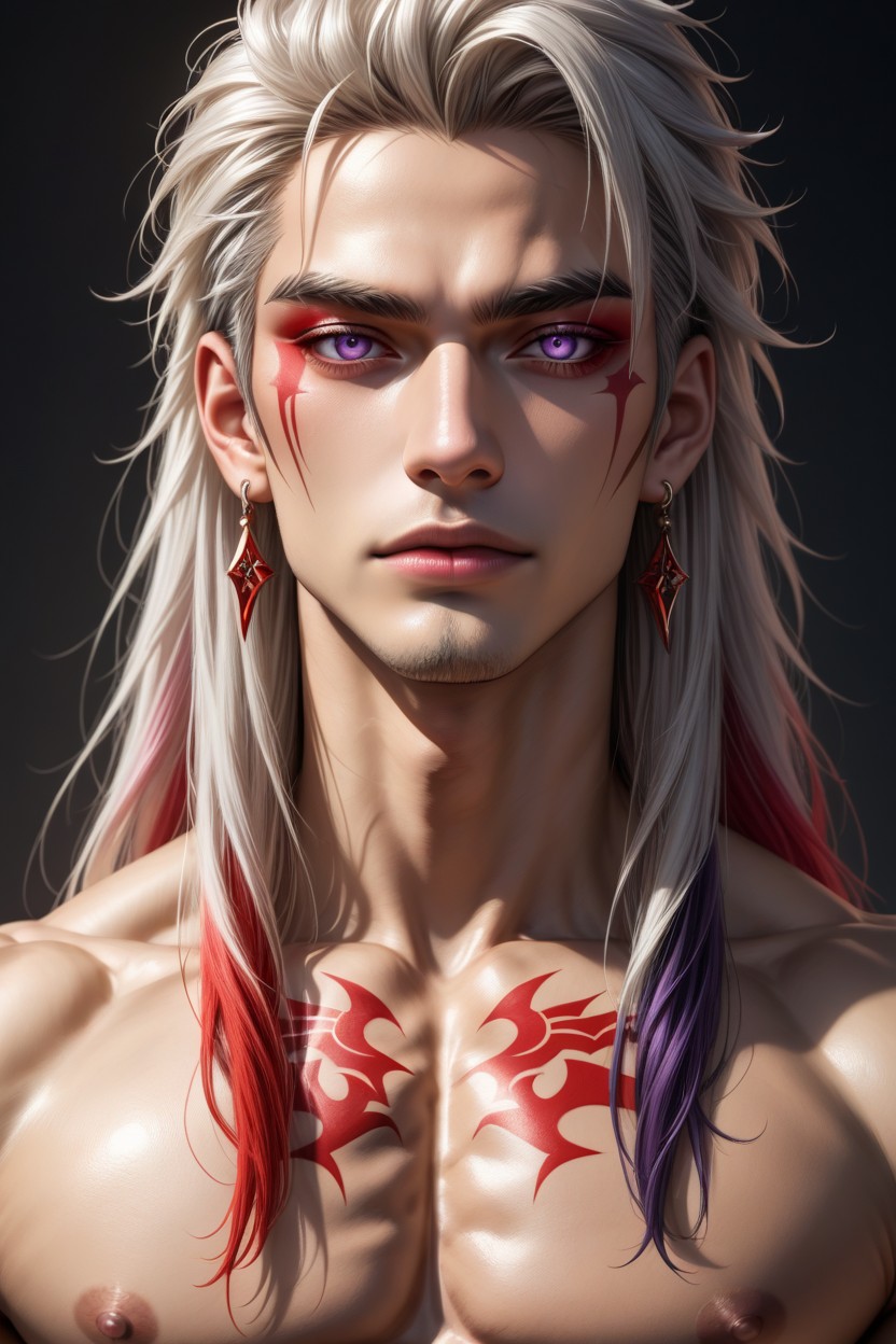 Well-defined Abdominal Muscles, Muscular Chest, Multiple Color Hair AI同性恋黄片